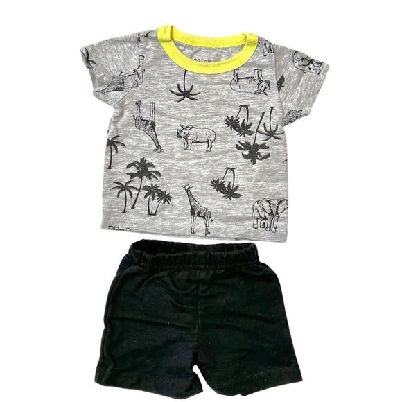 Chick‎ Pea Safari Animals Shorts Outfit Gray Black 3-6 months Baby Infant Boy - Picture 2 of 9